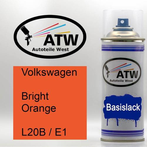 Volkswagen, Bright Orange, L20B / E1: 400ml Sprühdose, von ATW Autoteile West.